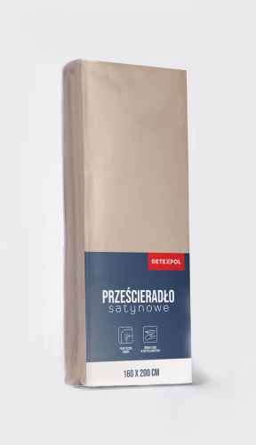 Prześcieradło Satynowe z gumką 120x200 Mikrowłókno ciemne beżowe taupe