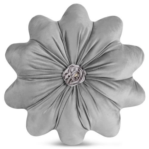 Poduszka Dekoracyjna Flores 40cm okrągła Srebrna