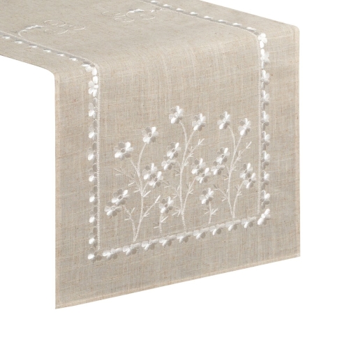 Bieżnik Serweta 40x180 Adeline Haft beżowa prostokąt 