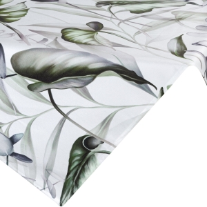 Bieżnik Serweta 85x85 Ellen Liście kwadrat biały+oliwkowy