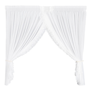 Firana gotowa na taśmie Luisa 400x160 biała z falbaną troczek