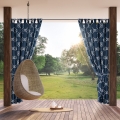 Zasłona Ogrodowa gotowa na przelotkach GARDEN 155x200 Niebieska na szelkach