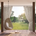 Zasłona Ogrodowa gotowa na przelotkach GARDEN 155x200 Kremowa/Pudrowa na szelkach