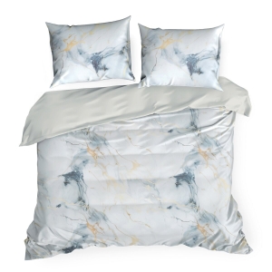 Pościel 220x200 Satynowa Mikrofibra Verano Marmurek biały/stalowy 