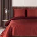 Pościel z Makosatyny bawełnianej 160x200 Marsala + Bordowy Premium Jednobarwna  