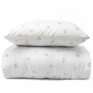 Pościel 220x200 La Perkale Perkal z lamówką Kwietna łączka Jasna Bawełna Premium 