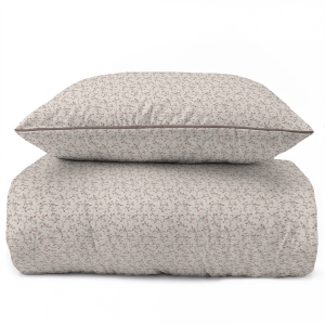 Pościel 160x200 La Perkale Perkal z lamówką Kwietna łączka w odcieniach beżowego Bawełna Premium  