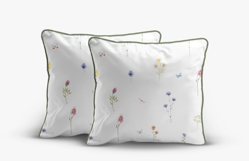 Poszewka Perkal z bawełny 40x40 kwiaty na jasnym tle 2szt Premium 