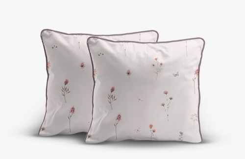 Poszewka Perkal z bawełny 40x40 kwiaty na różowym tle 2szt Premium 