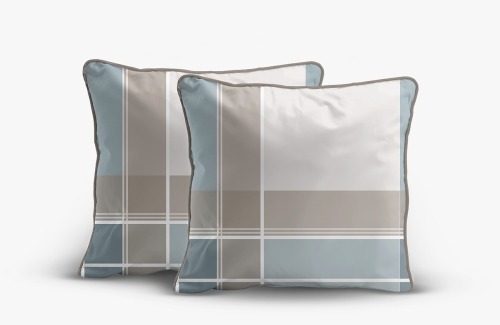 Poszewka Perkal z bawełny 40x40 kratka beżowo niebieska 2szt Premium 