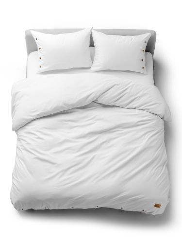 Pościel Bawełniana 220x200 Gładka z ozdobnym guzikiem Premium biała 