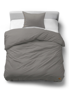 Pościel Bawełniana 140x200 Gładka z ozdobnym guzikiem Premium szara