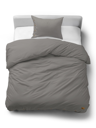 Pościel Bawełniana 140x200 Gładka z ozdobnym guzikiem Premium szara