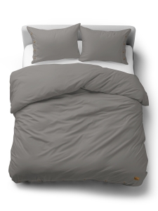 Pościel Bawełniana 160x200 Gładka z ozdobnym guzikiem Premium szara