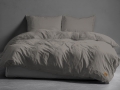 Pościel Bawełniana 220x200 Gładka z ozdobnym guzikiem Premium szara