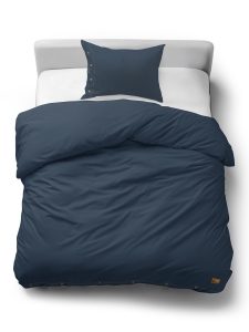 Pościel Bawełniana 140x200 Gładka z ozdobnym guzikiem Premium niebieska denim