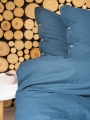 Pościel Bawełniana 220x200 Gładka z ozdobnym guzikiem Premium niebieska denim blue
