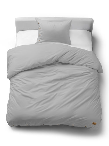 Pościel Bawełniana 140x200 Gładka z ozdobnym guzikiem Premium jasna szara