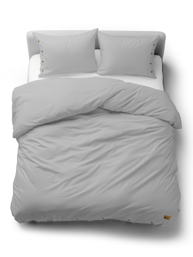 Pościel Bawełniana 160x200 Gładka z ozdobnym guzikiem Premium jasna szara