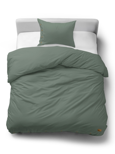 Pościel Bawełniana 140x200 Gładka z ozdobnym guzikiem Premium miętowa zielona