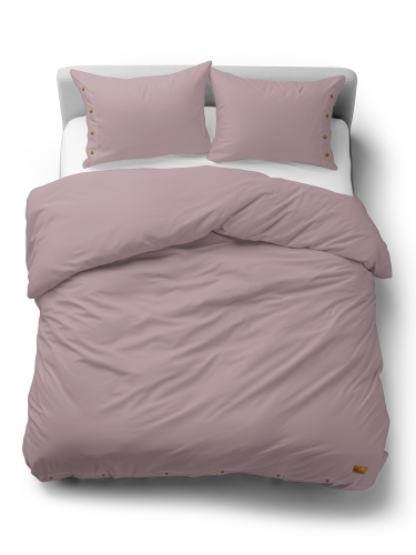 Pościel Bawełniana 160x200 Gładka z ozdobnym guzikiem Premium różowa pudrowa