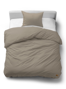 Pościel Bawełniana 140x200 Gładka z ozdobnym guzikiem Premium beżowa taupe