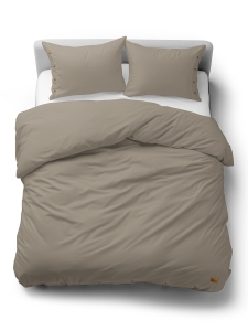 Pościel Bawełniana 220x200 Gładka z ozdobnym guzikiem Premium beżowa taupe