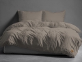 Pościel Bawełniana 220x200 Gładka z ozdobnym guzikiem Premium beżowa taupe
