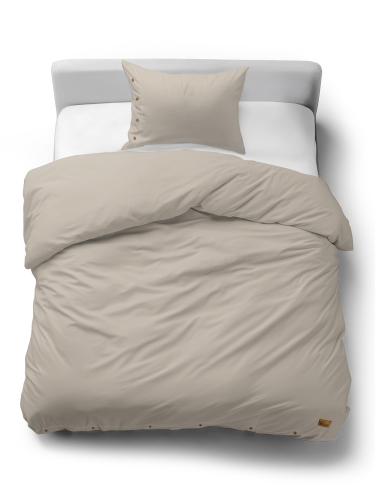 Pościel Bawełniana 140x200 Gładka z ozdobnym guzikiem Premium beżowa 