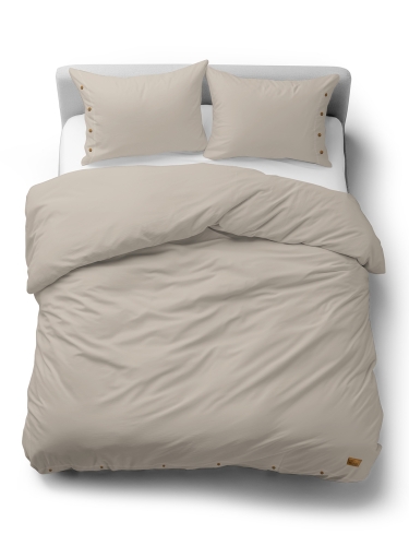 Pościel Bawełniana 160x200 Gładka z ozdobnym guzikiem Premium beżowa