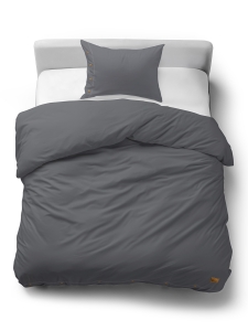 Pościel Bawełniana 140x200 Gładka z ozdobnym guzikiem Premium grafitowa