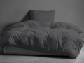 Pościel Bawełniana 140x200 Gładka z ozdobnym guzikiem Premium grafitowa