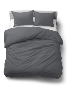 Pościel Bawełniana 160x200 Gładka z ozdobnym guzikiem Premium grafitowa