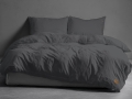Pościel Bawełniana 160x200 Gładka z ozdobnym guzikiem Premium grafitowa