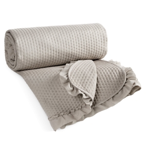 Narzuta dekoracyjna 220x240 z falbanką Ciemna Beżowa