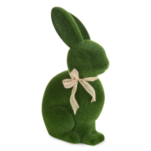 Figurka wielkanocna zając 27x14x45 cm pokryta meszkiem zielony 