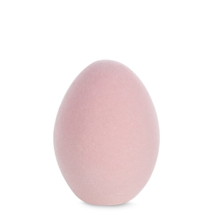 Figurka wielkanocna jajko 7x7x10  cm pokryta meszkiem różowa