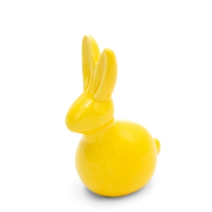 Figurka wielkanocna 9x6x14 żółta zajączek z glinki ceramicznej  