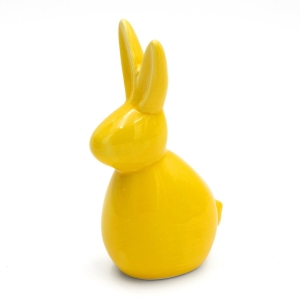 Figurka wielkanocna 10x7x18 żółta zajączek z glinki ceramicznej  