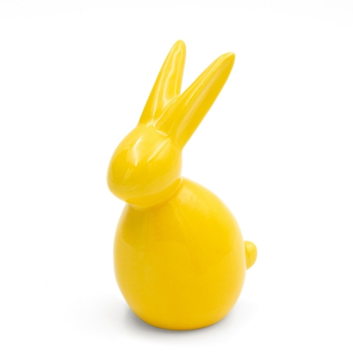 Figurka wielkanocna 10x7x16 żółta zajączek z glinki ceramicznej  