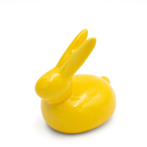 Figurka wielkanocna 10x7x10 żółta zajączek z glinki ceramicznej 