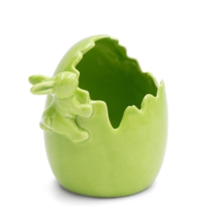 Figurka wielkanocna 15x12x14 zielona jajko z glinki ceramicznej