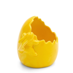 Figurka wielkanocna 12x10x11 żółta jajko z glinki ceramicznej  