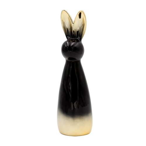 Figurka wielkanocna 8x28x8 czarna + złota zajączek z glinki ceramicznej 