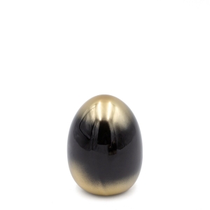Figurka wielkanocna 6x8x6 czarna + złota jajko z glinki ceramicznej 