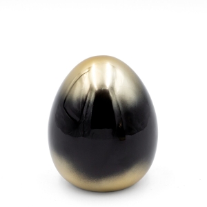 Figurka wielkanocna 9x11x9 czarna + złota jajko z glinki ceramicznej  