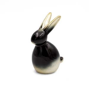 Figurka wielkanocna 10x7x17 czarna + złota zajączek z glinki ceramicznej 