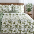 Pościel Satynowa 140x200 Oliwki zielony/biały