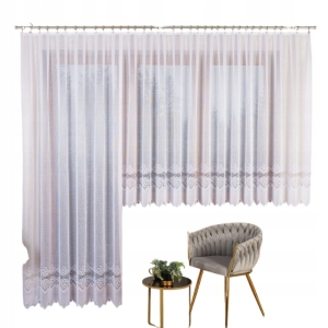 Firanka gotowa żakardowa Modesta 250x120cm balkonowa biała