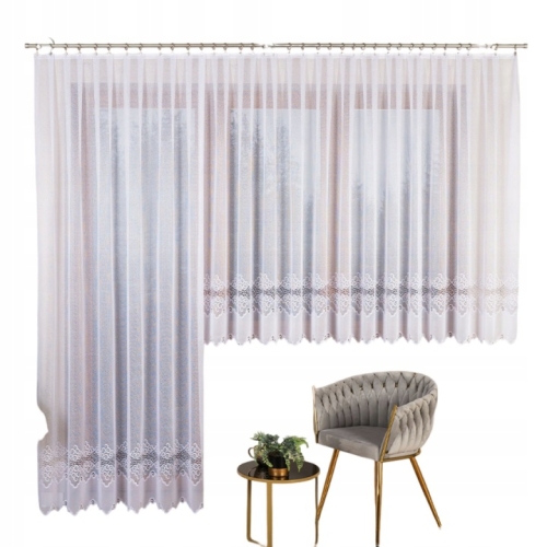 Firanka gotowa żakardowa Modesta 250x120cm balkonowa biała